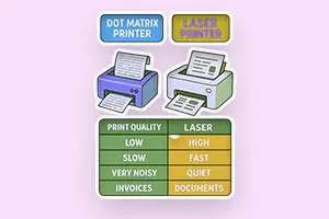 Difference Between Dot Matrix and Laser Printer in Simple Words